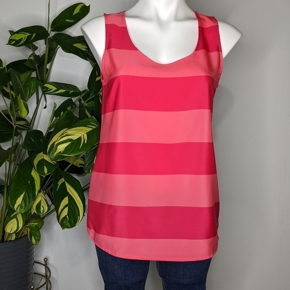 ✨3/$15 LOFT pink stripe professional tank top S - Picture 1 of 6